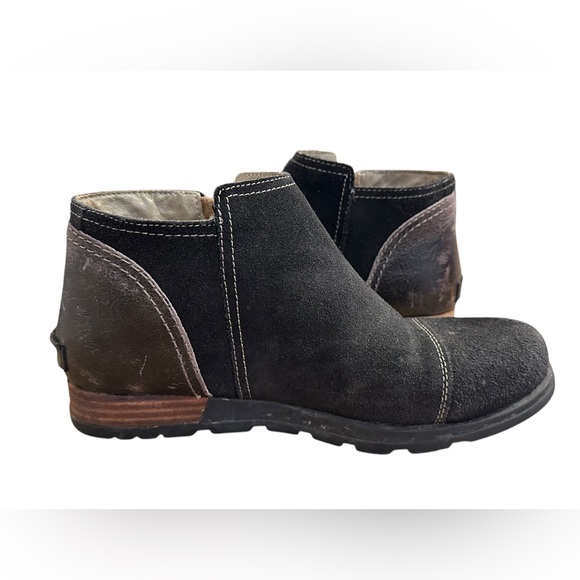 Sorel Major Low Ankle Boots Booties Black Leather Side Zip Women Size 8 B19 - Picture 7 of 10